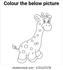 Animal giraffe on the white background. vector illustration. For pre school education, kindergarten and kids and children. Coloring page and books, outline