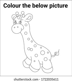 Animal giraffe on the white background. vector illustration. For pre school education, kindergarten and kids and children. Coloring page and books, outline