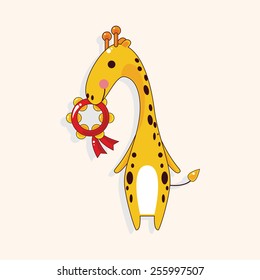 animal giraffe playing instrument cartoon theme elements