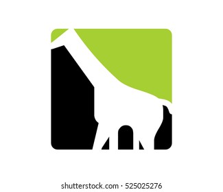 Animal Giraffe Silhouette Negative Space Logo Template Element