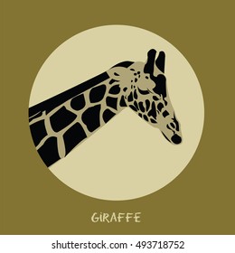 Animal Giraffe Vector illustration isolated on green olive
