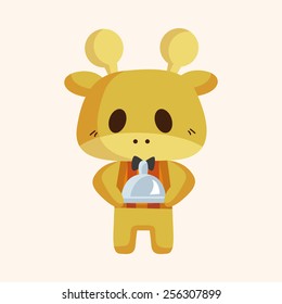 animal giraffe waiter cartoon theme elements