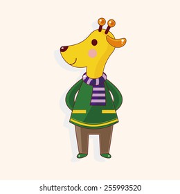 animal giraffe winter cartoon theme elements