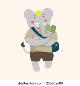 animal going to school cartoon theme elements