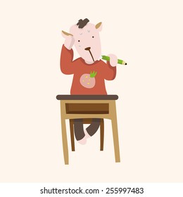 animal going to school cartoon theme elements