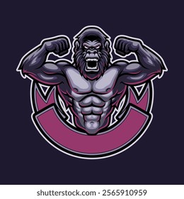 Animal Gorilla Bodybuilding Mascot Vector Illustration Works Perfectly for Your Brand Business