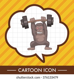 Animal gorilla doing sports cartoon theme elements