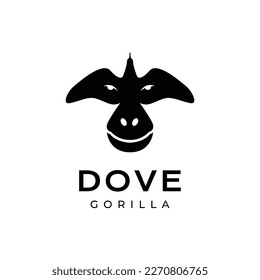animal gorilla dove pigeon flying modern logo design icon vector illustration