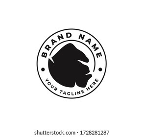 animal gorilla stamp sticker emblem logo design vector