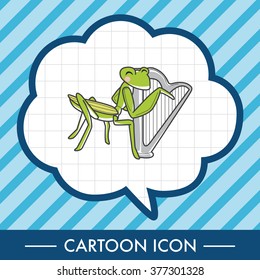 animal grasshopper playing instrument cartoon theme elements