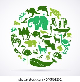 Animal green world - huge collection of icons and elements