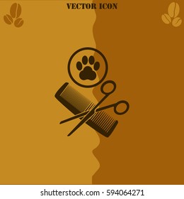 Animal grooming vector  icon Coffee symbol background.