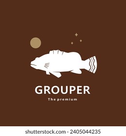 animal grouper natural logo vector icon silhouette retro hipster