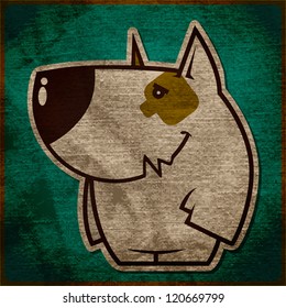 Animal grunge card with funny cartoon dog.