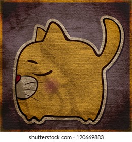 Animal grunge card with funny cartoon cat.