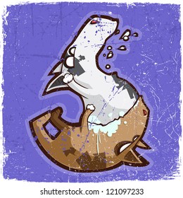 Animal grunge card with funny cartoon dog.