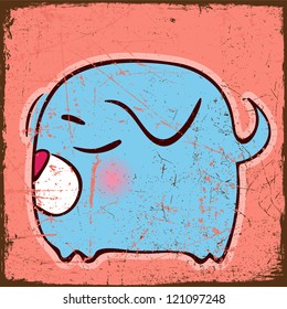Animal grunge card with funny cartoon dog.