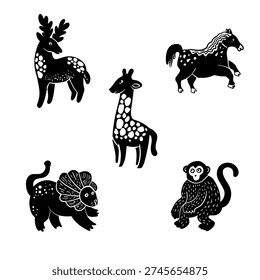 animal hand drawing illustration set, for logo, icon, website, template, design, etc