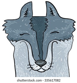 animal hand drawn. snout of gray wolf
