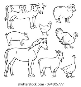 Animal Hand Drawn Vector Set Isolated Stock Vector (Royalty Free ...