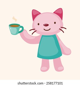 animal having afternoon tea theme elements