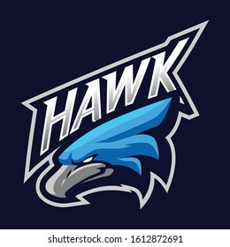 Animal Hawk Head Mascot for sports and esports isolate on the dark background