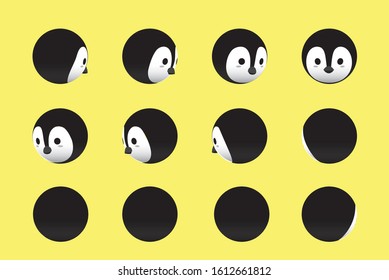 Animal Head Baby Penguin Animate Spinning Vector Illustration-01