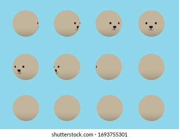 Animal Head Baby Seal Animate Spinning Vector Illustration-01