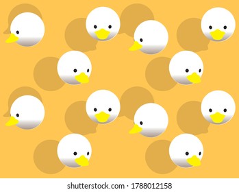 Animal Head Ball Duck Animation 3D Cartoon Vector Illustration Seamless Background-01