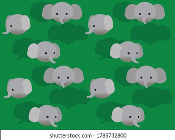 Animal Head Ball Elephant Animation 3D Cartoon Vector Illustration Seamless Background-01