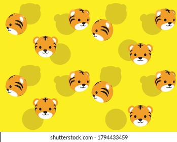 Animal Head Ball Tiger 3D Cartoon Vector Illustration Seamless Background-01