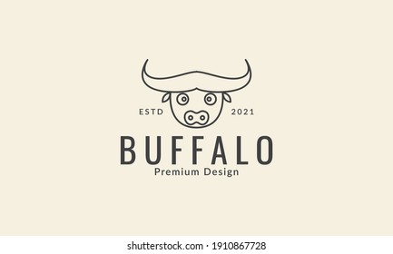 animal head buffalo lines cute logo vector icon symbol graphic design illustration