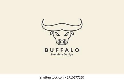 animal head buffalo lines strong logo vector icon symbol graphic design illustration