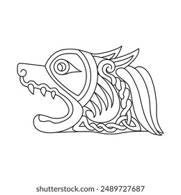 Animal head in Celtic style vector illustration.