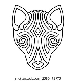 Animal head in Celtic style vector illustration. Wolf head symbol