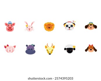 Animal Head Character Element Set