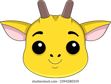 cabeza animal de chubby giraffe cachorro sonriente, dibujo de ilustración creativa