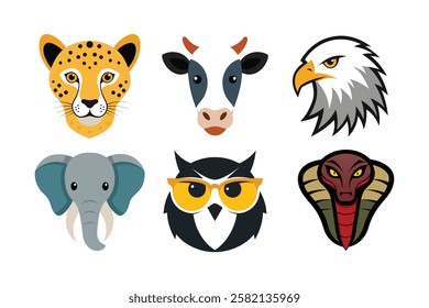 Animal head color vector art