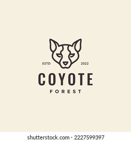 animal head coyote minimalist line clean hipster logo design vector