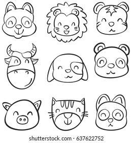 Animal head cute funny doodles