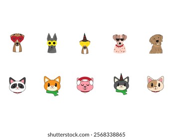 Animal Head Design Element Set