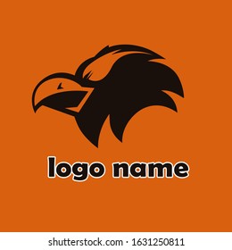 Animal Head - eagle - mascot vector logo / icon illustration with an orange background