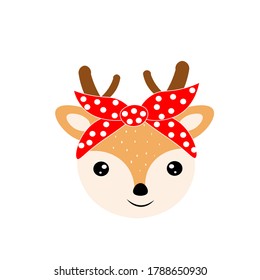 animal head face  illustration  with red bandana