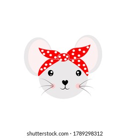 animal head face illustration with red bandana