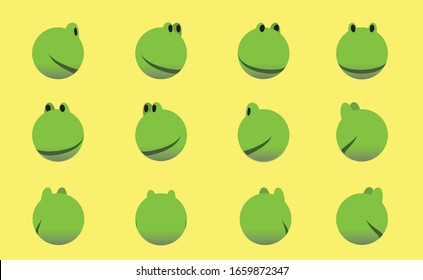 Animal Head Frog Animate Spinning Vector Illustration-01