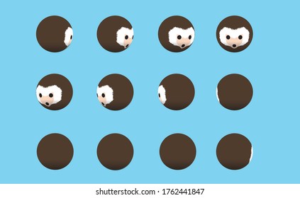 Animal Head Hedgehog Animate Spinning Vector Illustration