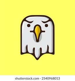 animal head icon vector with simple yellow background outline