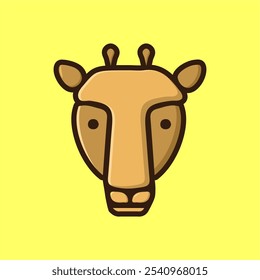 ícone de cabeça de animal vetor com contorno de fundo amarelo simples