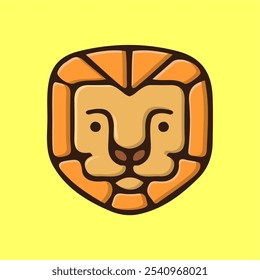 Vector del icono de la cabeza del animal con el contorno amarillo simple del fondo