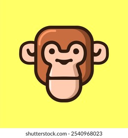 animal head icon vector with simple yellow background outline
